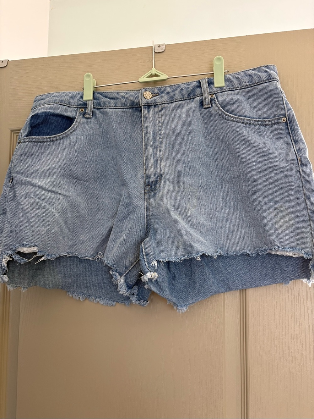 Time and Tru Light Blue Frayed Denim Shorts